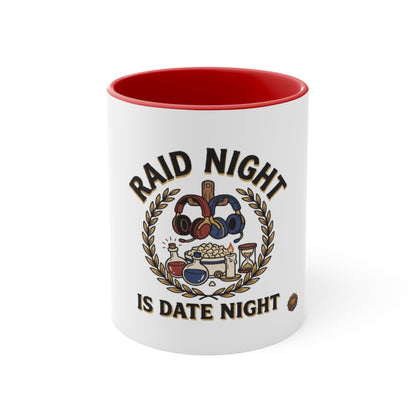 Raid Night Is Date Night Accent Mug — Gamer Couples Coffee Cup, Cozy Date Night Gift