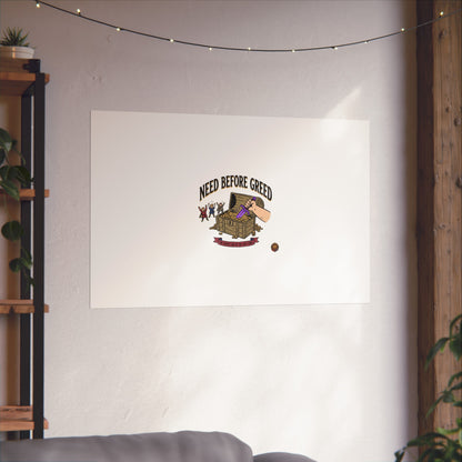 Need Before Greed Fine Art Poster — Vintage Chest Illustration, Inspirational Wall Art
