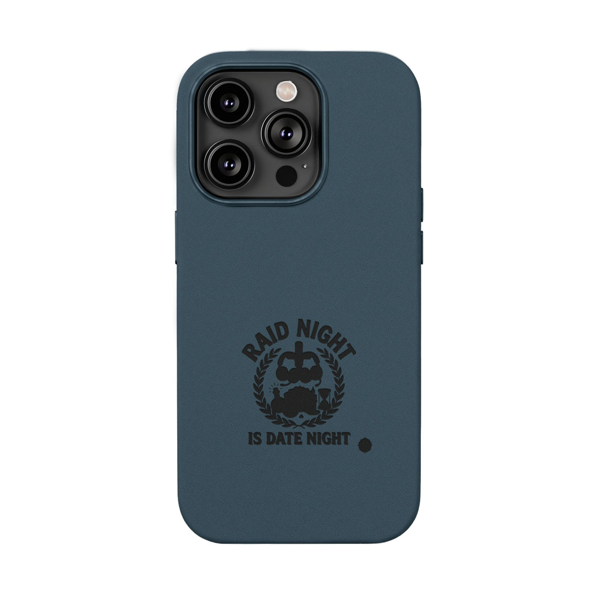 Engraved PU Leather Phone Case — 'Raid Night' Embossed Protective Cover