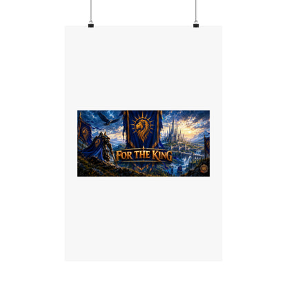 For The King Satin Poster — Fantasy Castle & Lion Banner Wall Art