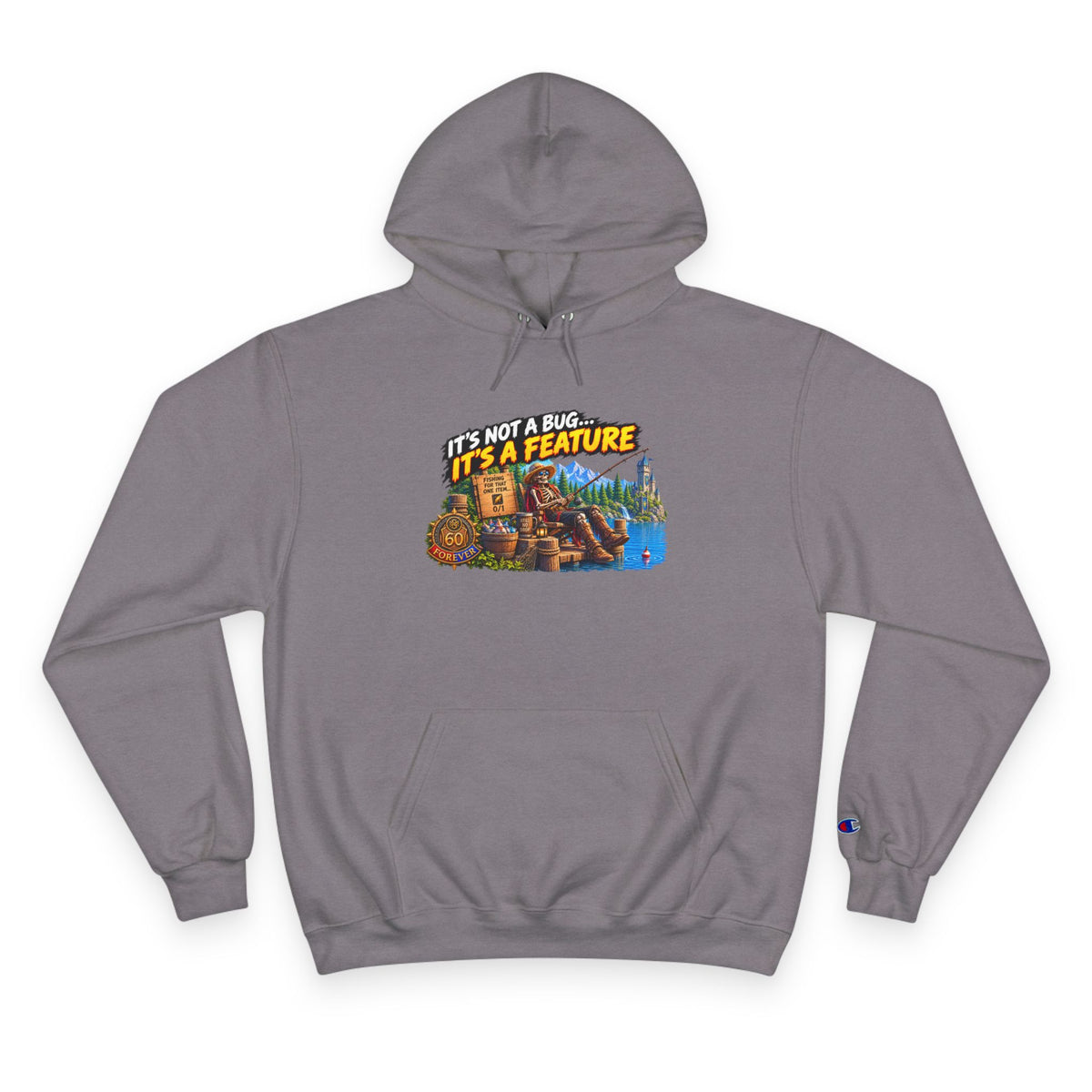 Champion Hoodie — "It's Not a Bug, It's a Feature" Retro Gamer Graphic Hoodie