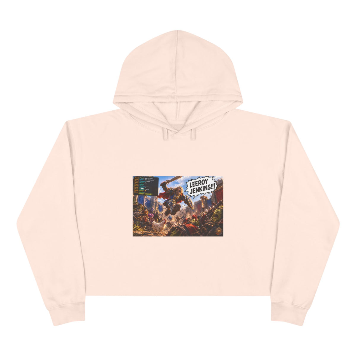 Crop Hoodie — 'Leeroy Jenkins!' Gaming Meme Cropped Hoodie