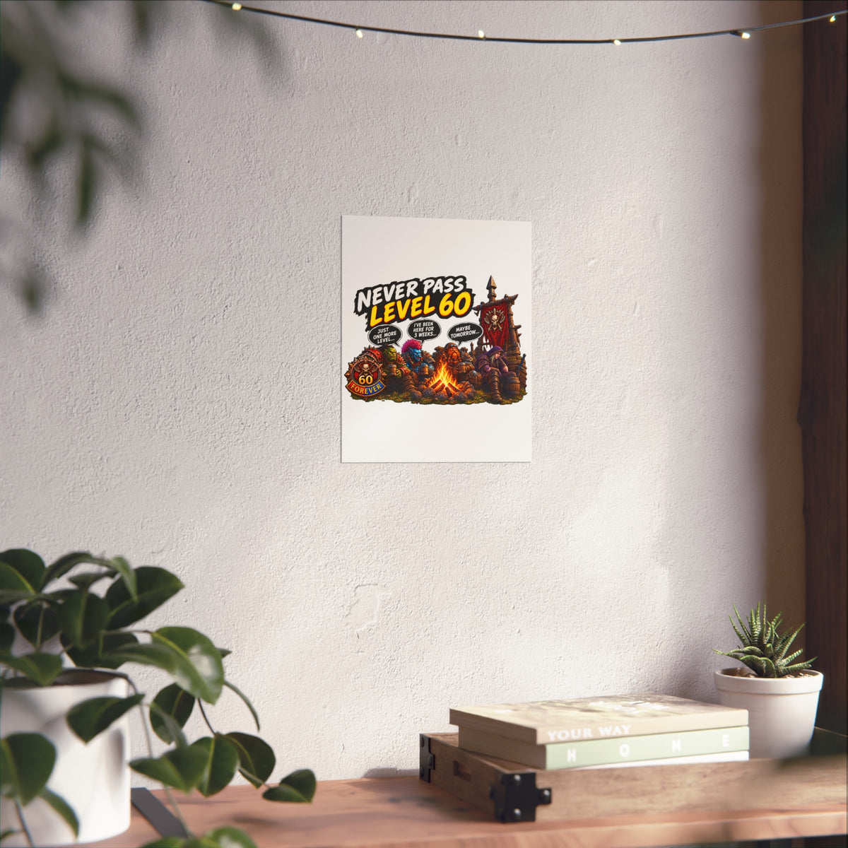 Never Pass Level 60 Fine Art Poster – Funny Gamer 60th Birthday Wall Art