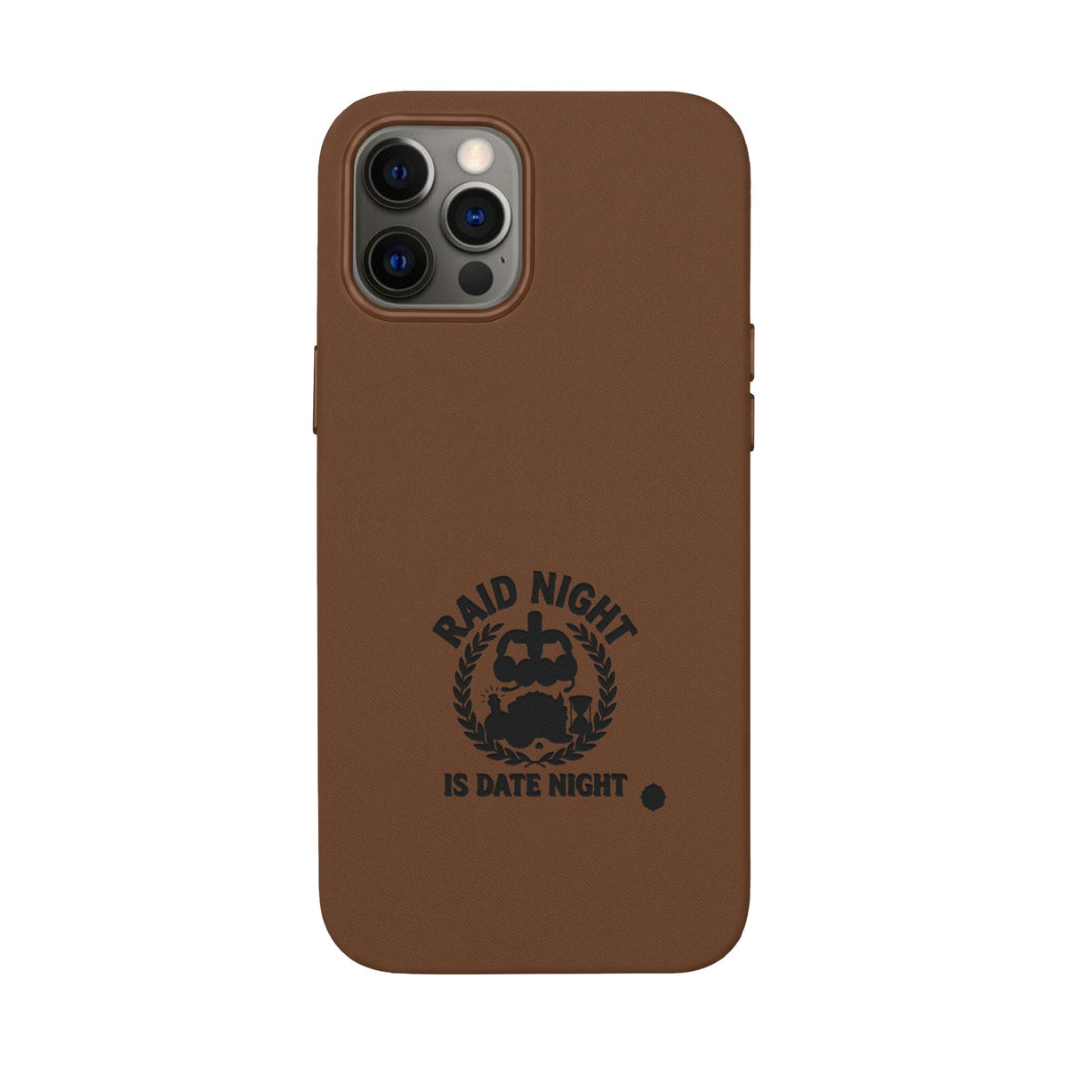 Engraved PU Leather Phone Case — 'Raid Night' Embossed Protective Cover