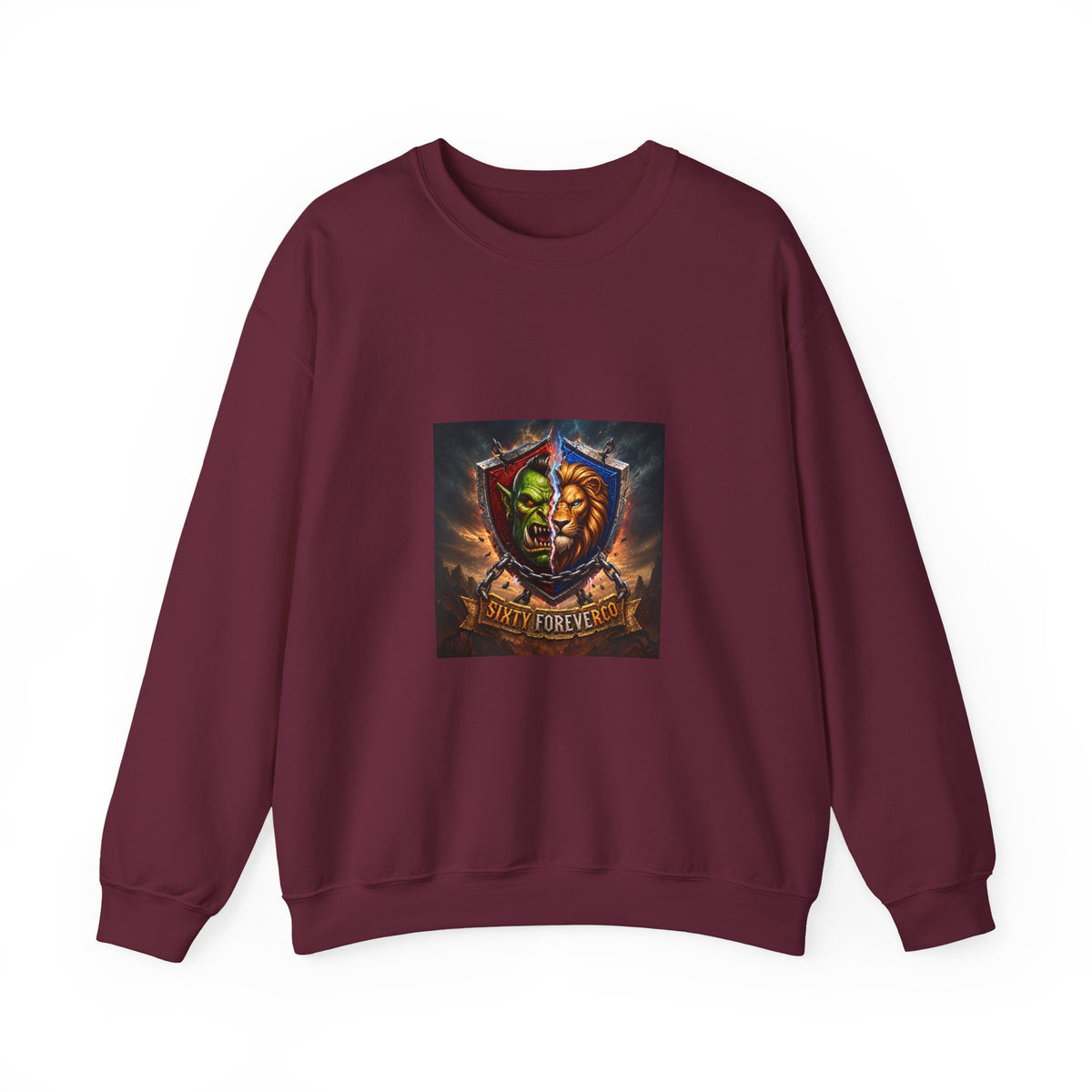 Fantasy Crest Crewneck Sweatshirt — "Forever" Shield Graphic