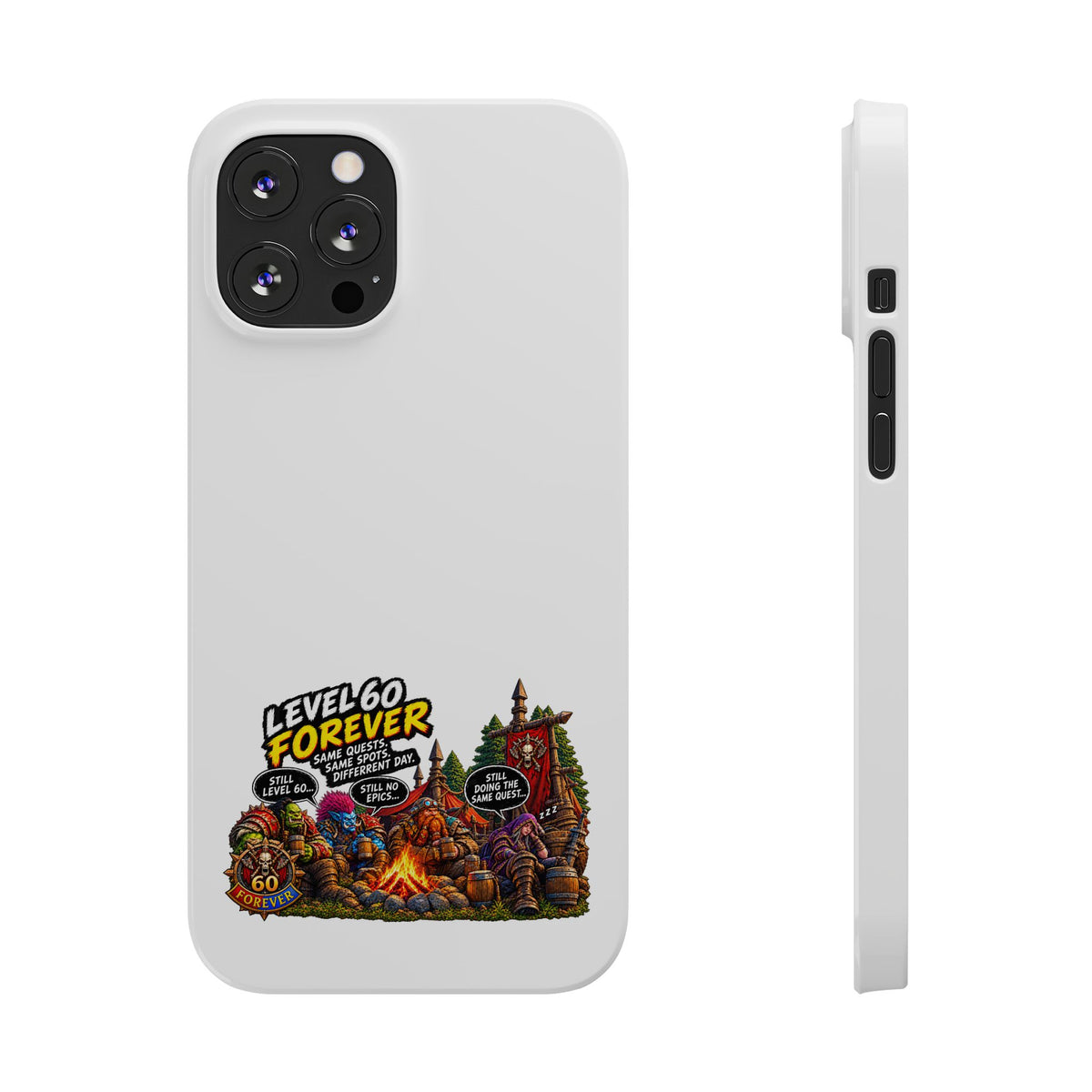 Level 60 Forever Slim Phone Case — Retro RPG Camping Gamer Design