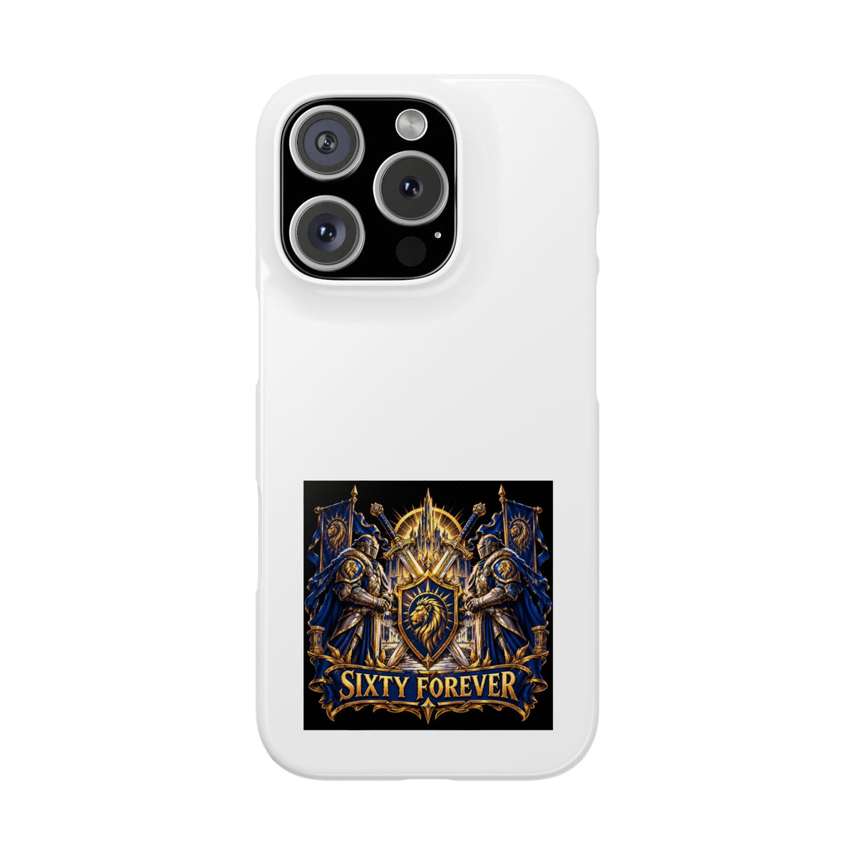 Slim Phone Case — "Sixty Forever" Shield Knight Graphic