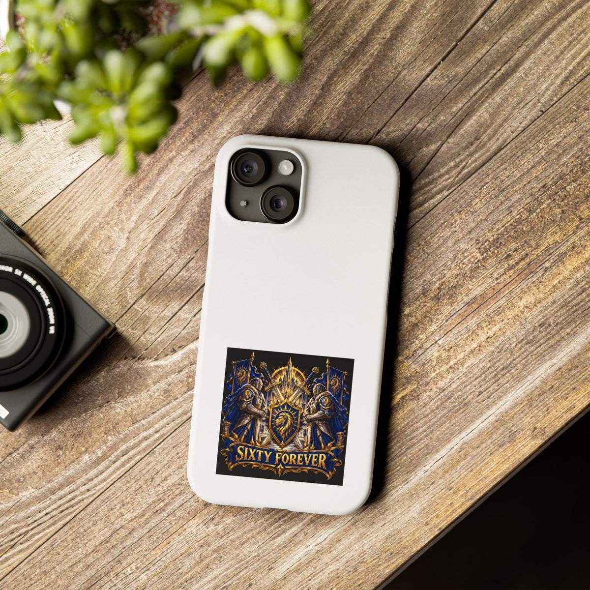 Slim Phone Case — "Sixty Forever" Shield Knight Graphic