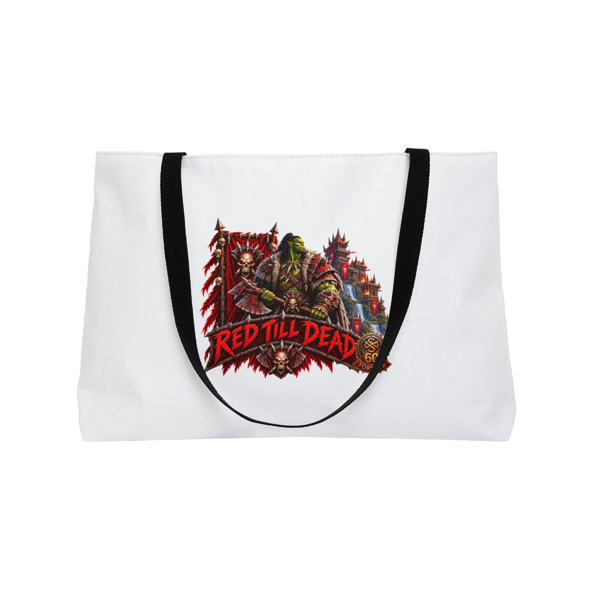 Red Till Dead Tote Bag — Patriotic Skull & Eagle Weekend Tote