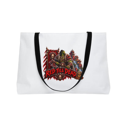 Red Till Dead Tote Bag — Patriotic Skull & Eagle Weekend Tote