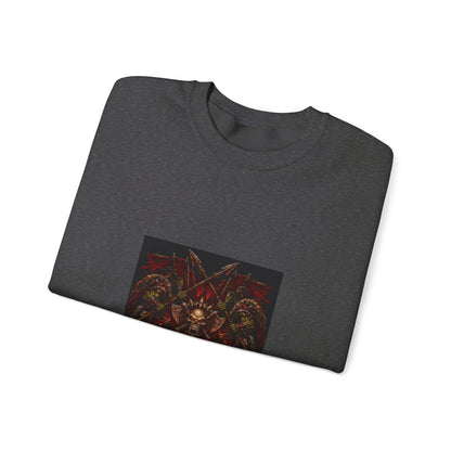 Crewneck Sweatshirt — Gothic Skull & Flames "Seven For Hell" Graphic
