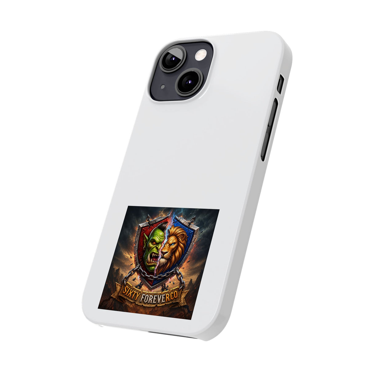 Slim Phone Case — Fantasy Shield Orc & Lion Crest "Sixty Forever"