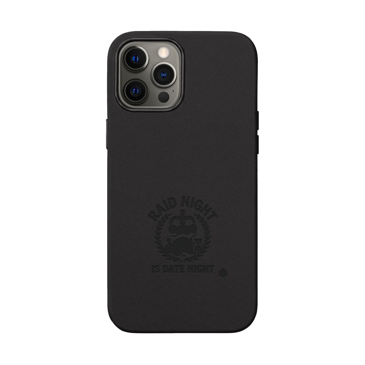 Engraved PU Leather Phone Case — 'Raid Night' Embossed Protective Cover
