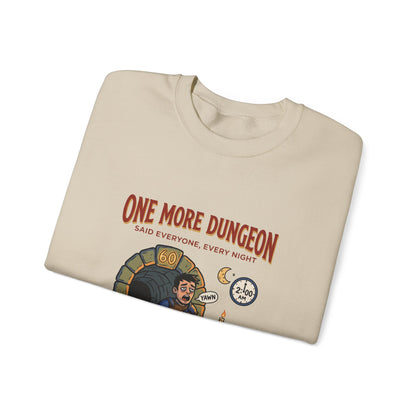 One More Dungeon Crewneck Sweatshirt — Gamer RPG Adventure Pullover