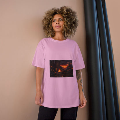 Champion T-Shirt — Dark Fantasy Volcano Landscape Graphic Tee