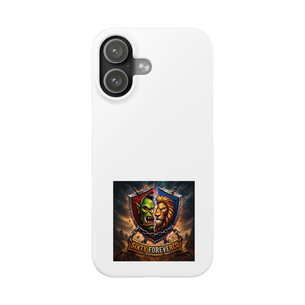 Slim Phone Case — Fantasy Shield Orc & Lion Crest "Sixty Forever"