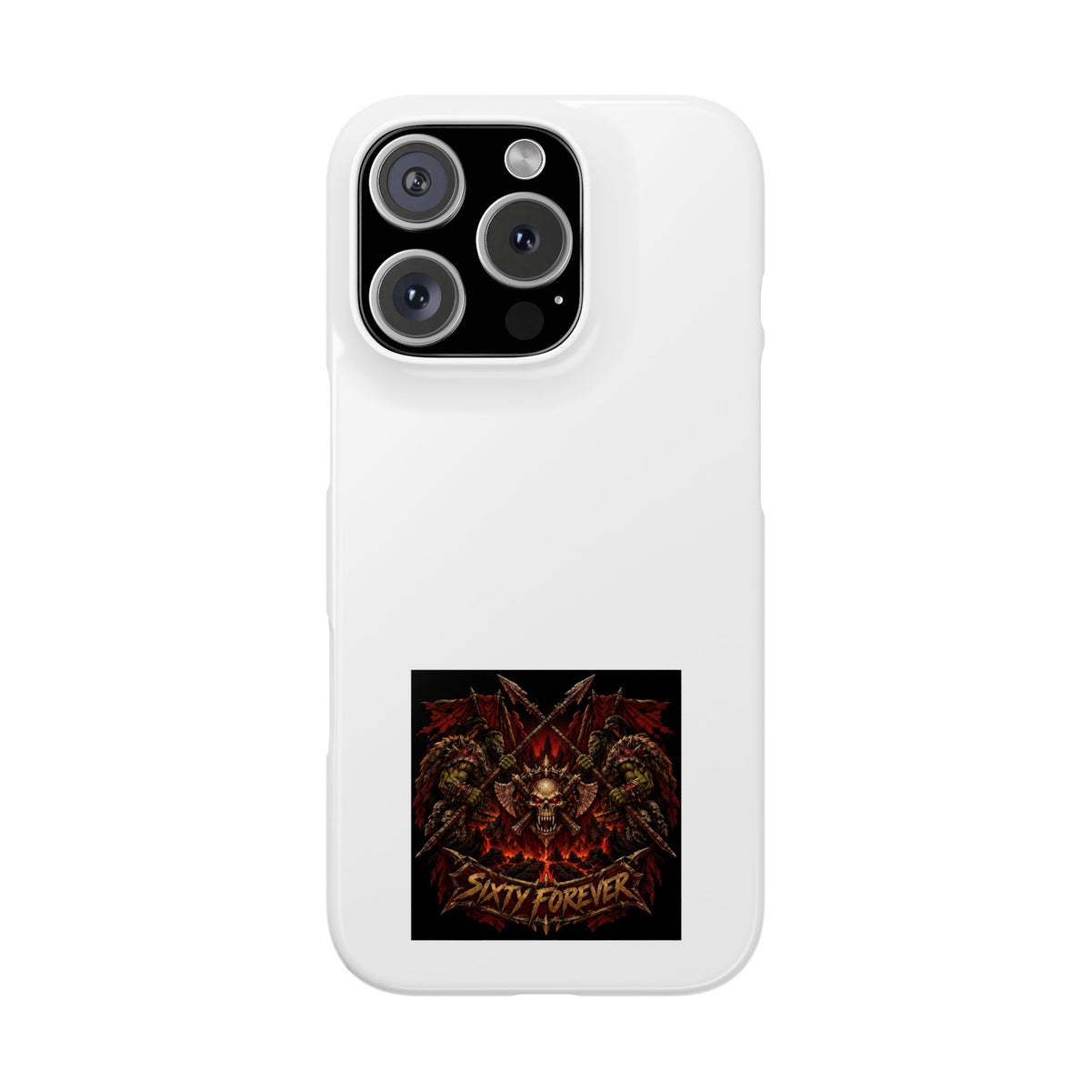 Slim Phone Case — 'Sixty Forever' Gothic Skull & Wings Design