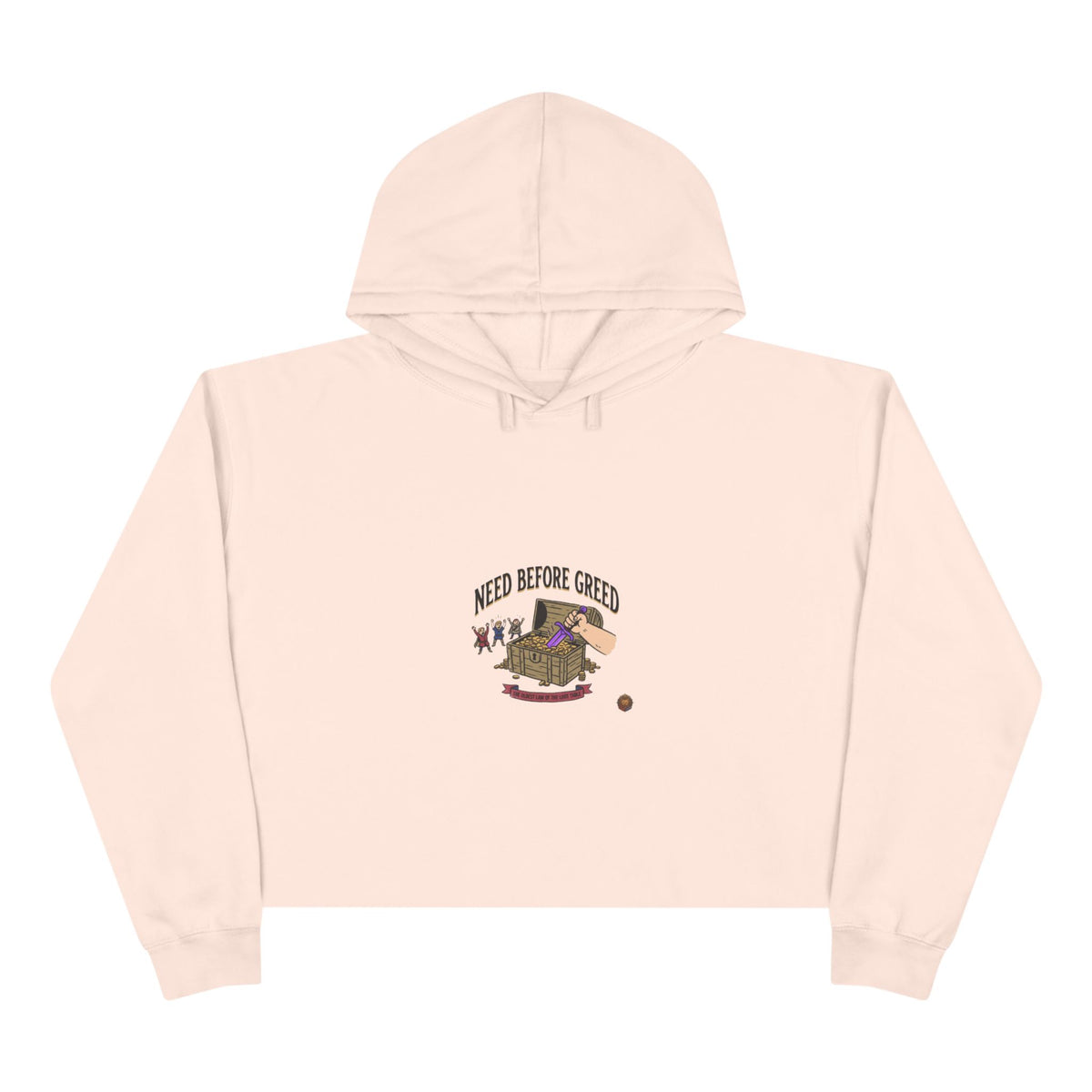 Crop Hoodie — "Need Before Greed" Cozy Graphic Crop Hoodie