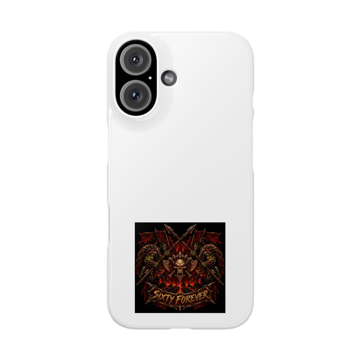 Slim Phone Case — 'Sixty Forever' Gothic Skull & Wings Design