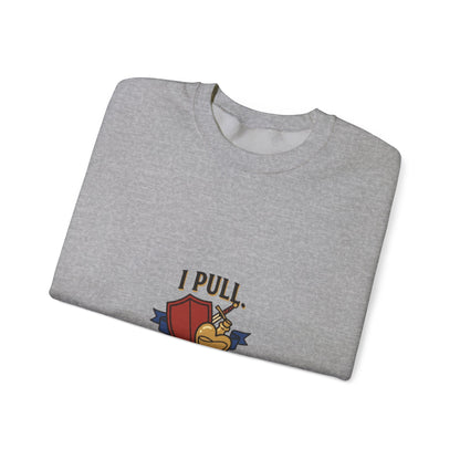 Crewneck Sweatshirt — “I Pull, She Heals” Veterinary/Animal Rescue Crewneck