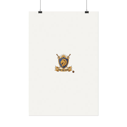 Lion Crest Watercolor Poster — 'Bow to the King' Matte Art Print