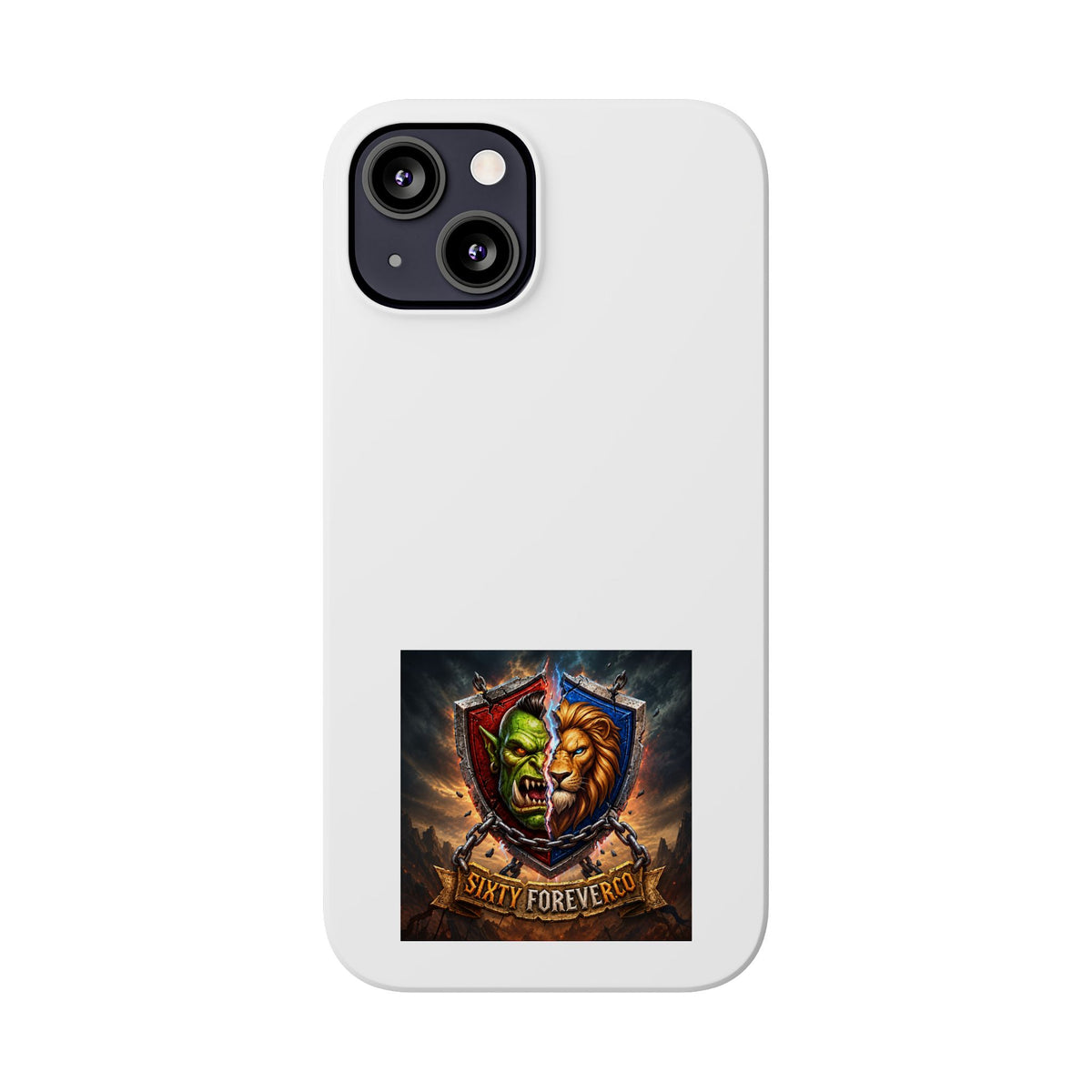 Slim Phone Case — Fantasy Shield Orc & Lion Crest "Sixty Forever"