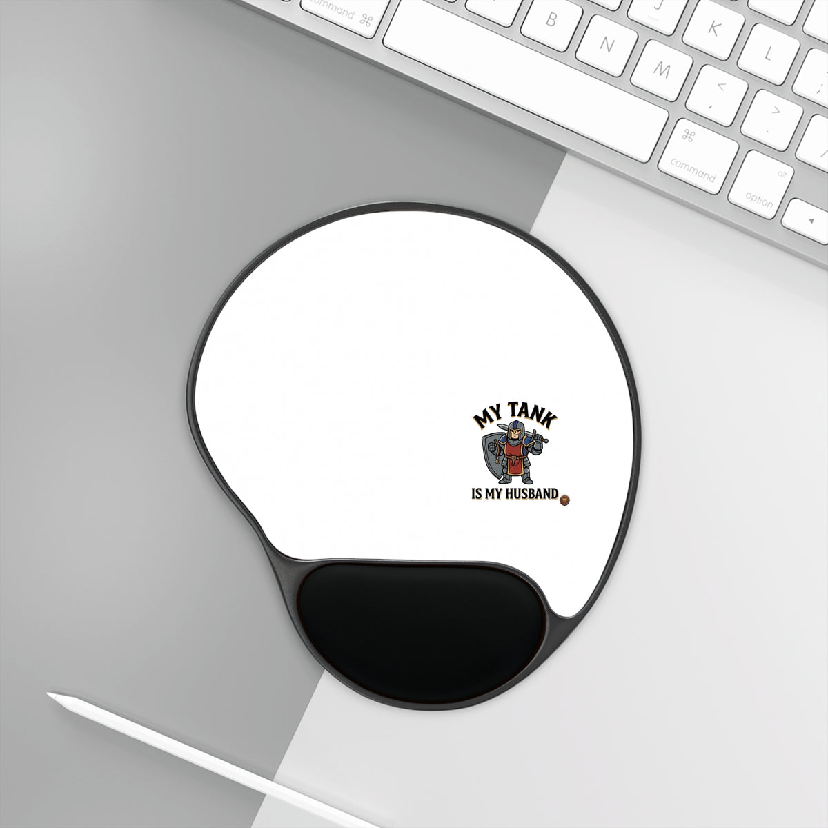 Mouse Pad with Wrist Rest — "My Tank Is My Husband" Gaming Desk Pad