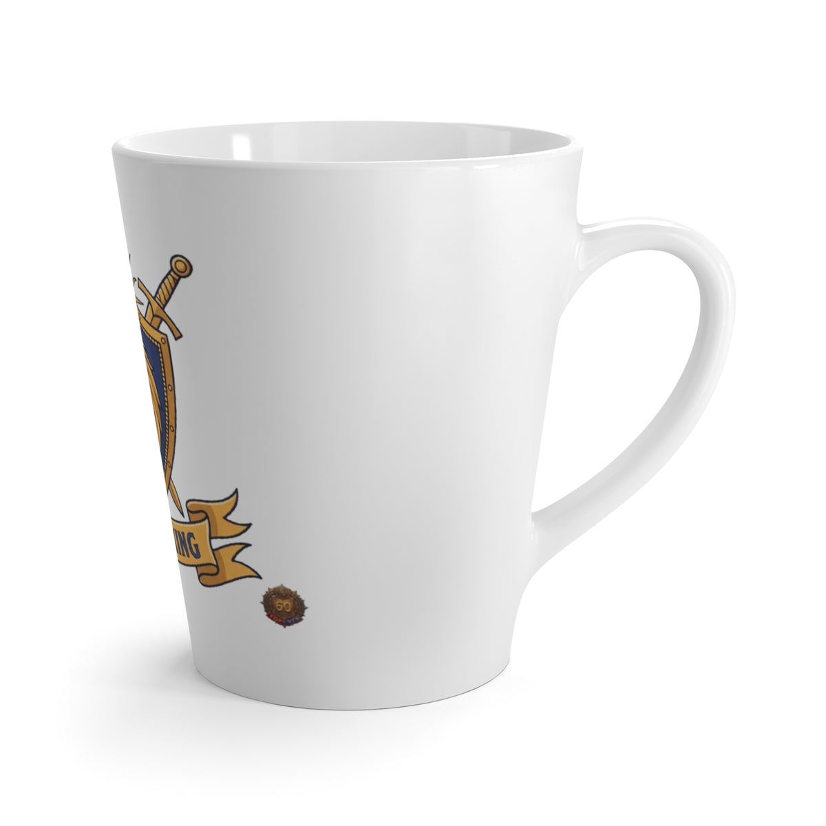 Latte Mug — "For The King" Lion Crest Ceramic Coffee Mug