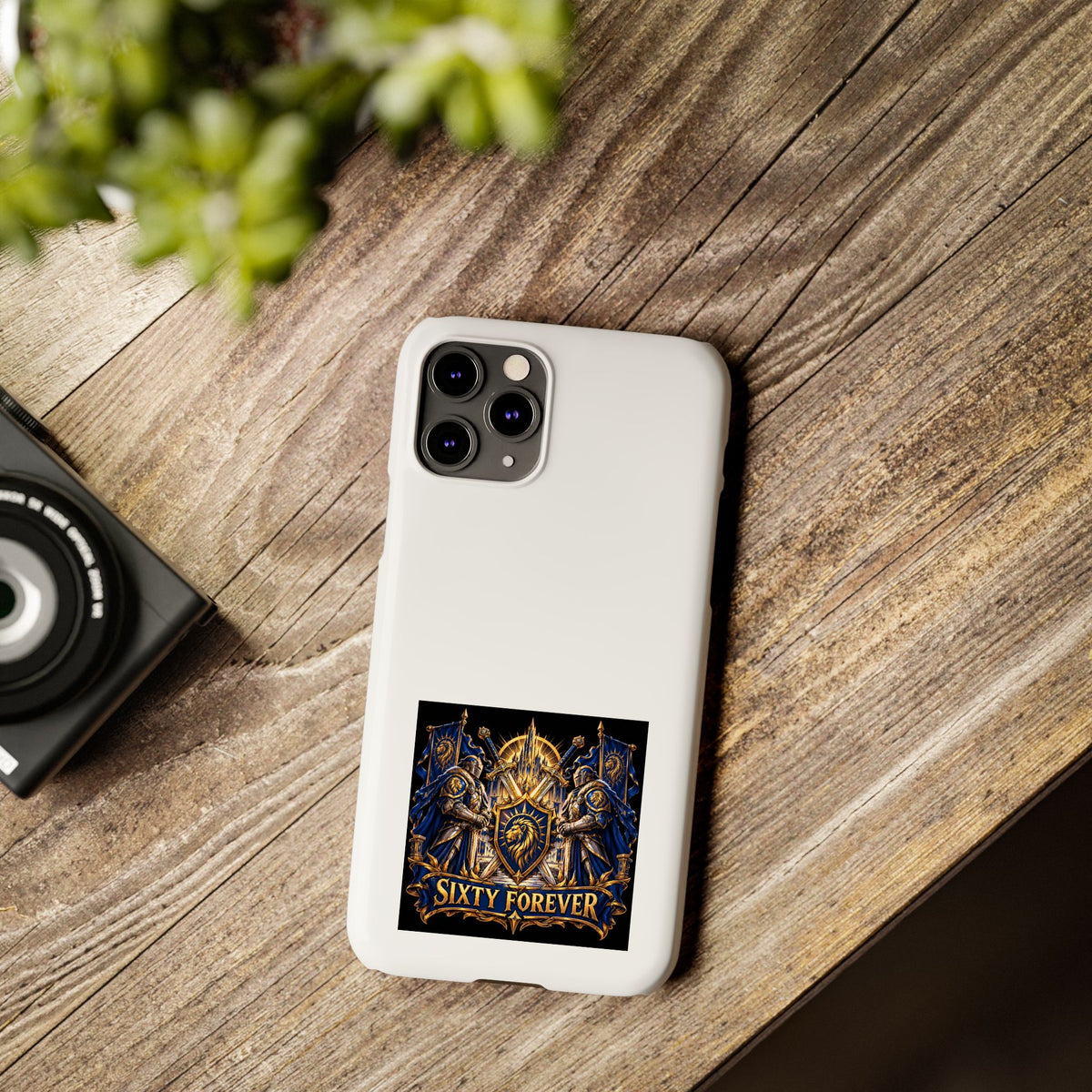 Slim Phone Case — "Sixty Forever" Shield Knight Graphic