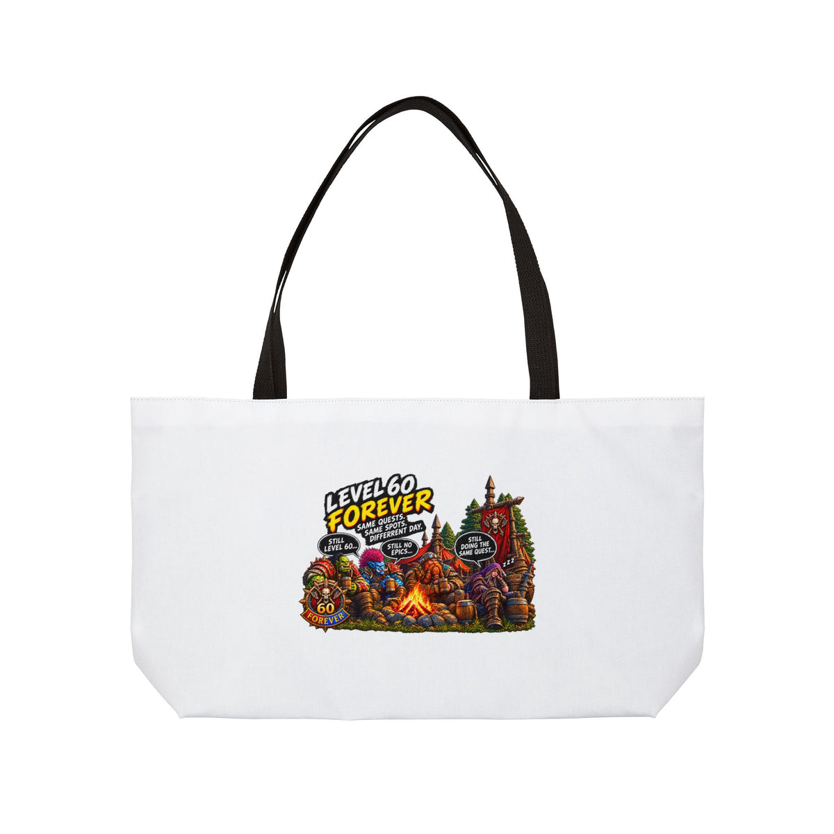 Weekender Tote Bag — "Level 60 Forever" Camping Gamer Tote
