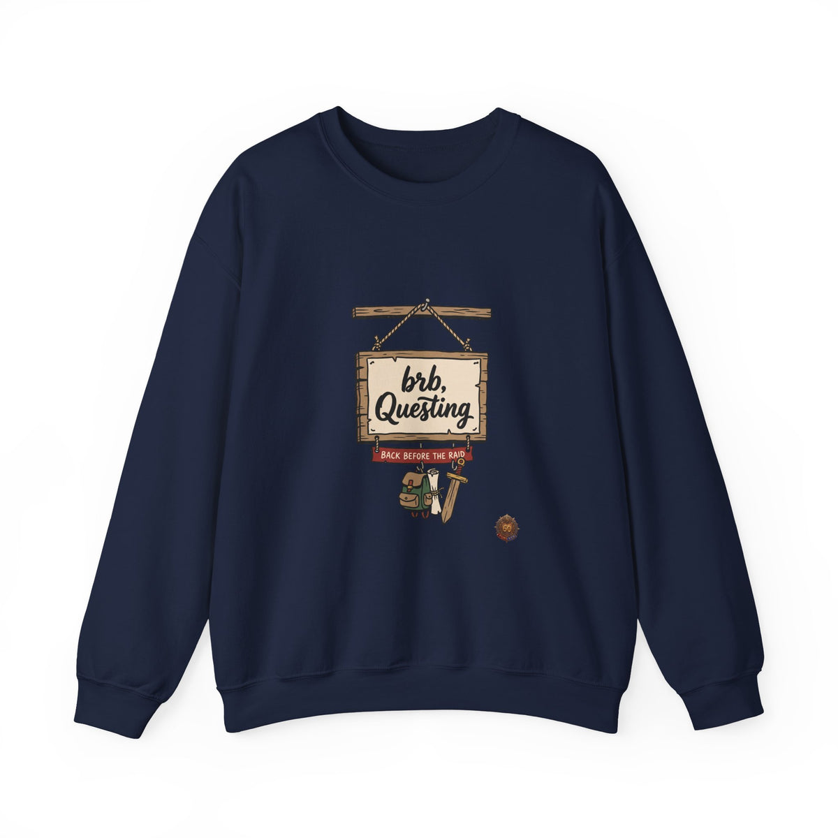 Crewneck Sweatshirt — “brb, Questing” RPG Gamer Graphic