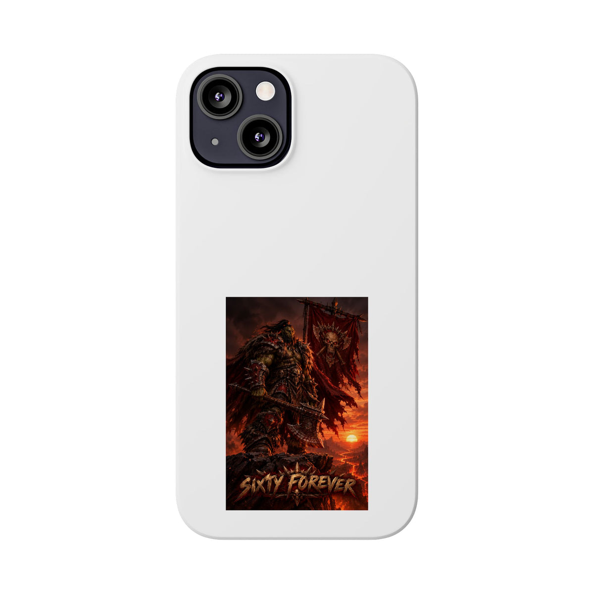 Slim Phone Case — Dark Viking Warrior 'Sixty Forever' Graphic