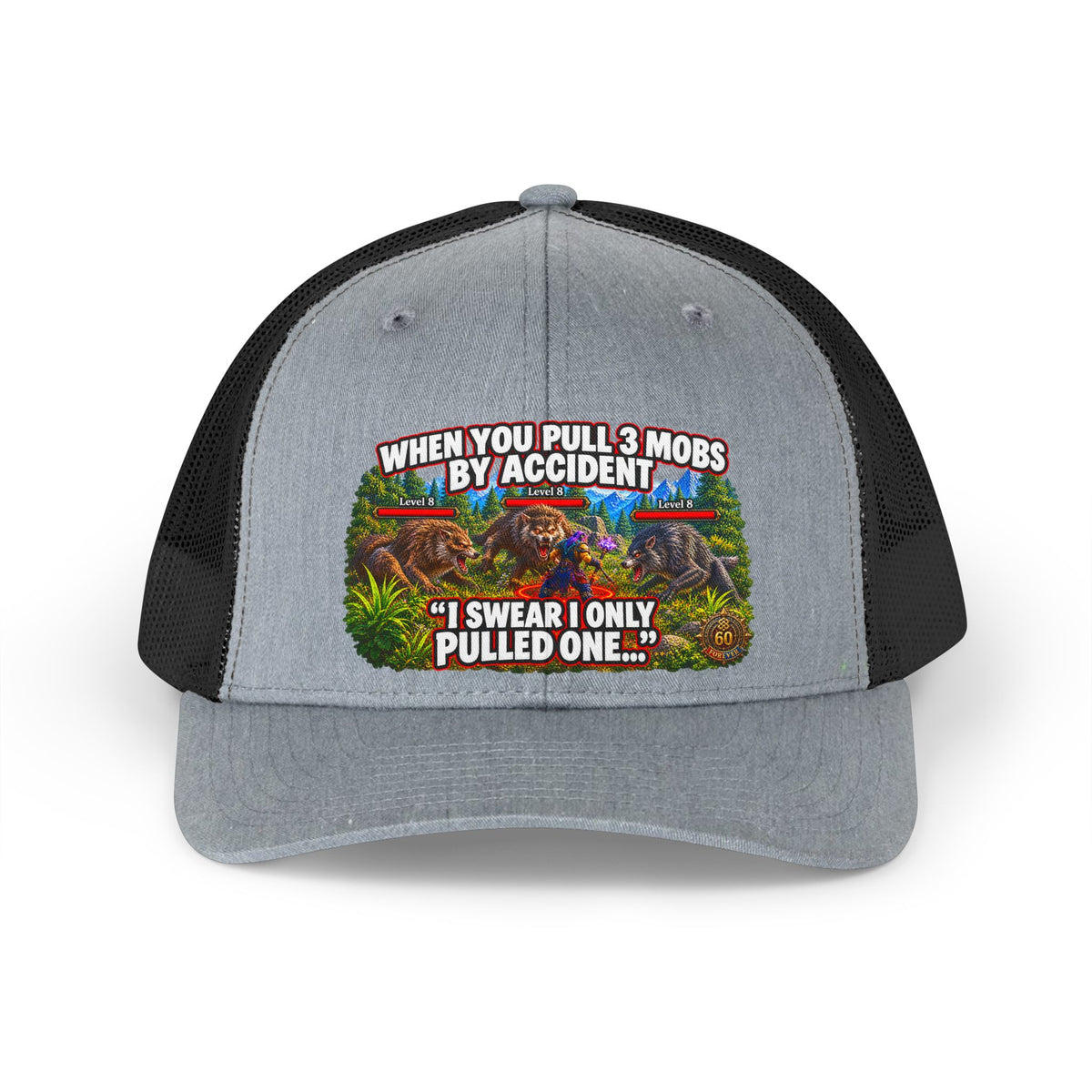 Trucker Hat — Retro Fishing Design: “When You Pull 3 Mobs By Accident I Swear I Only Pulled One”