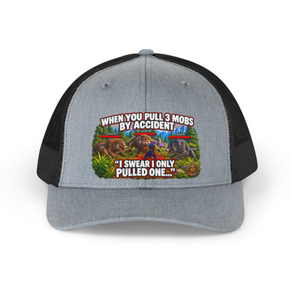 Trucker Hat — Retro Fishing Design: “When You Pull 3 Mobs By Accident I Swear I Only Pulled One”