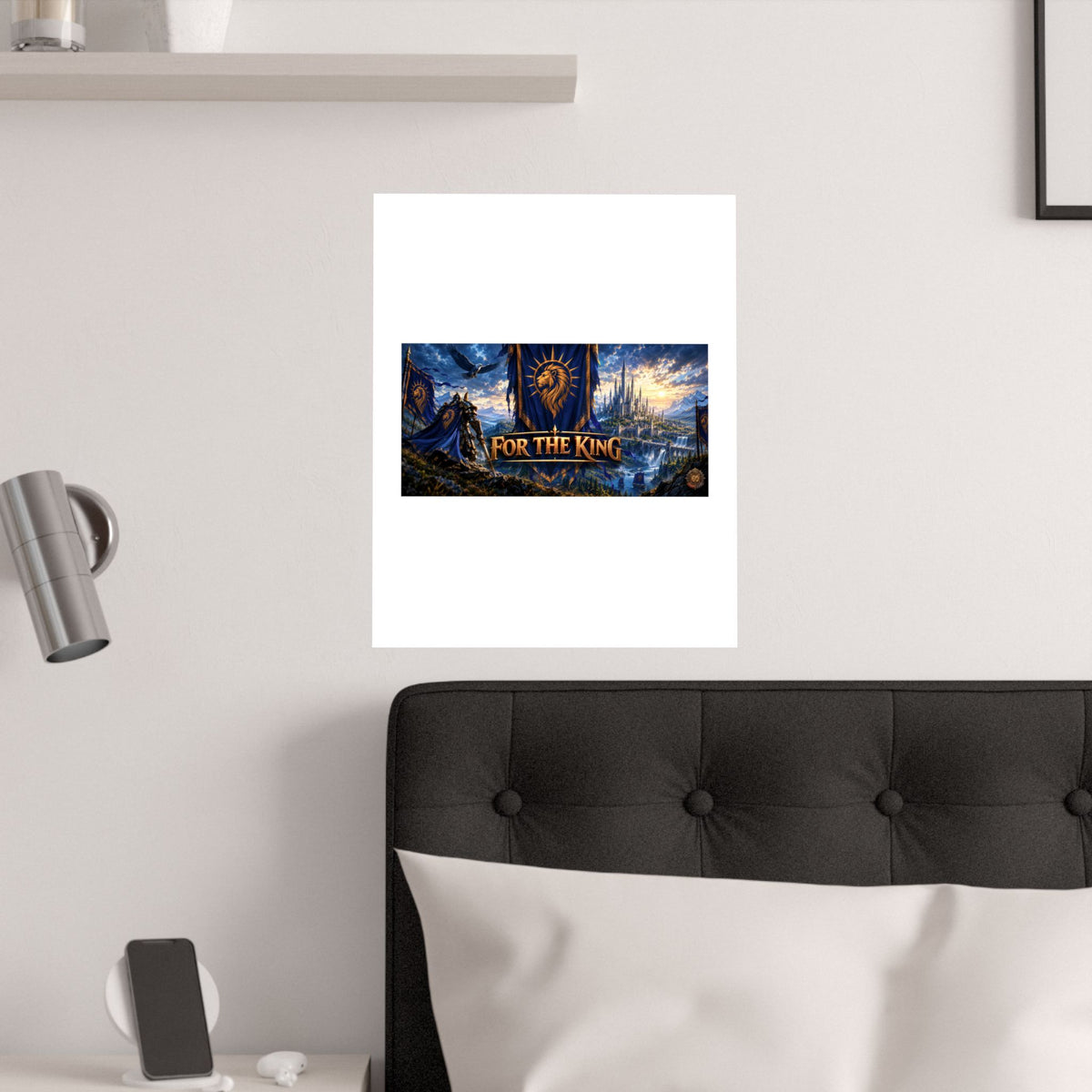For The King Satin Poster — Fantasy Castle & Lion Banner Wall Art