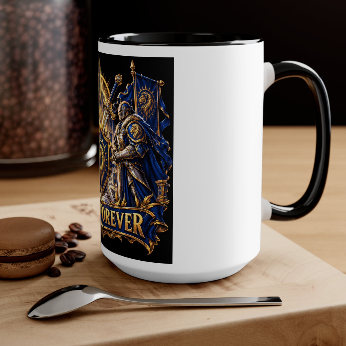 Sixty Forever Accent Mug — Medieval Crest Lion Shield Birthday Coffee Cup