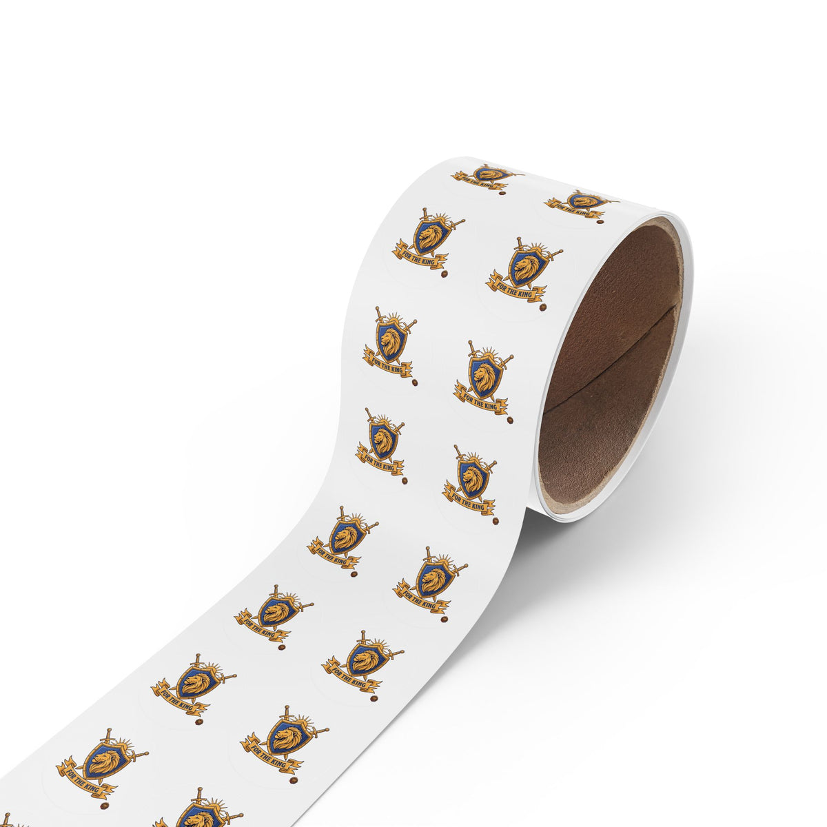 Round Sticker Roll — 'For The King' Lion Crest Label