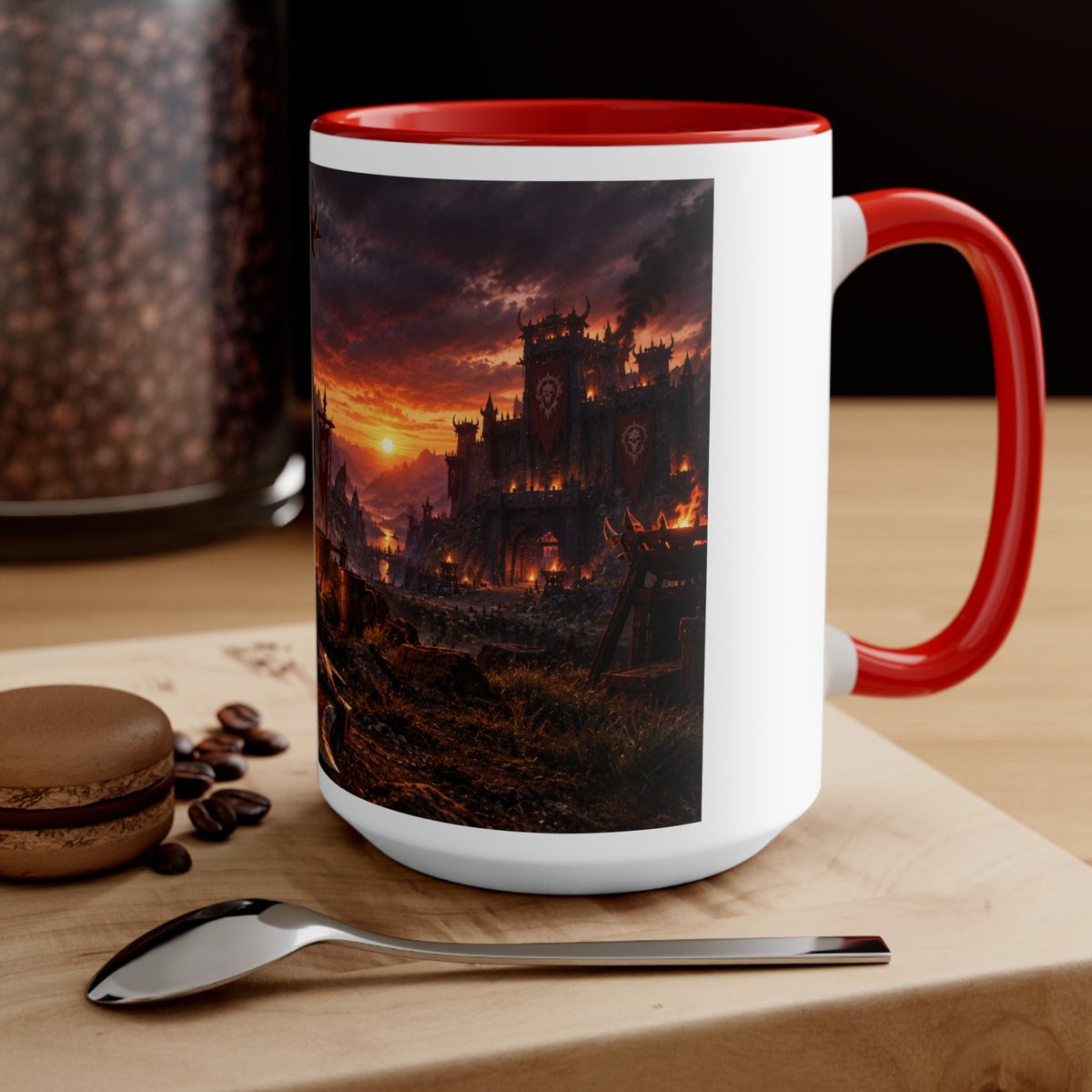 Viking Warcamp Accent Mug — Norse Battle Scene Coffee Cup