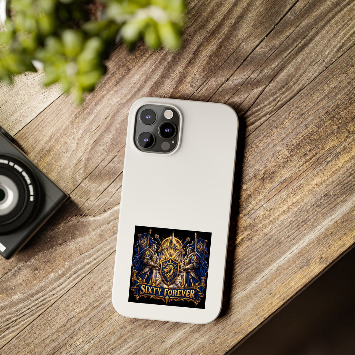 Slim Phone Case — "Sixty Forever" Shield Knight Graphic