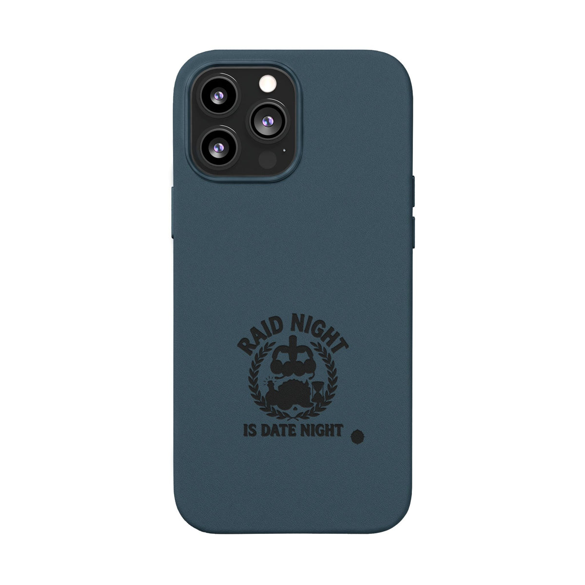Engraved PU Leather Phone Case — 'Raid Night' Embossed Protective Cover