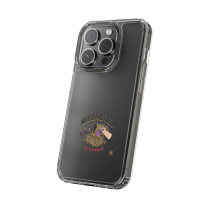 Clear Phone Case — "Need Before Greed" Treasure Chest Design