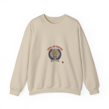 60th Birthday Crewneck Sweatshirt – "Level 60 Forever" Retro Badge