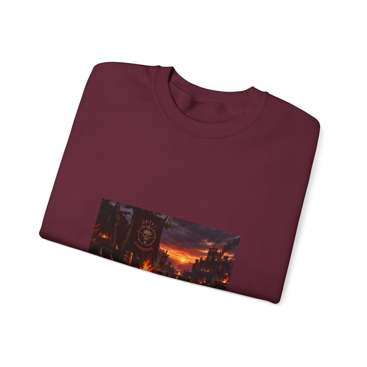 Apocalyptic Cityscape Crewneck Sweatshirt — Dystopian Sunset Graphic