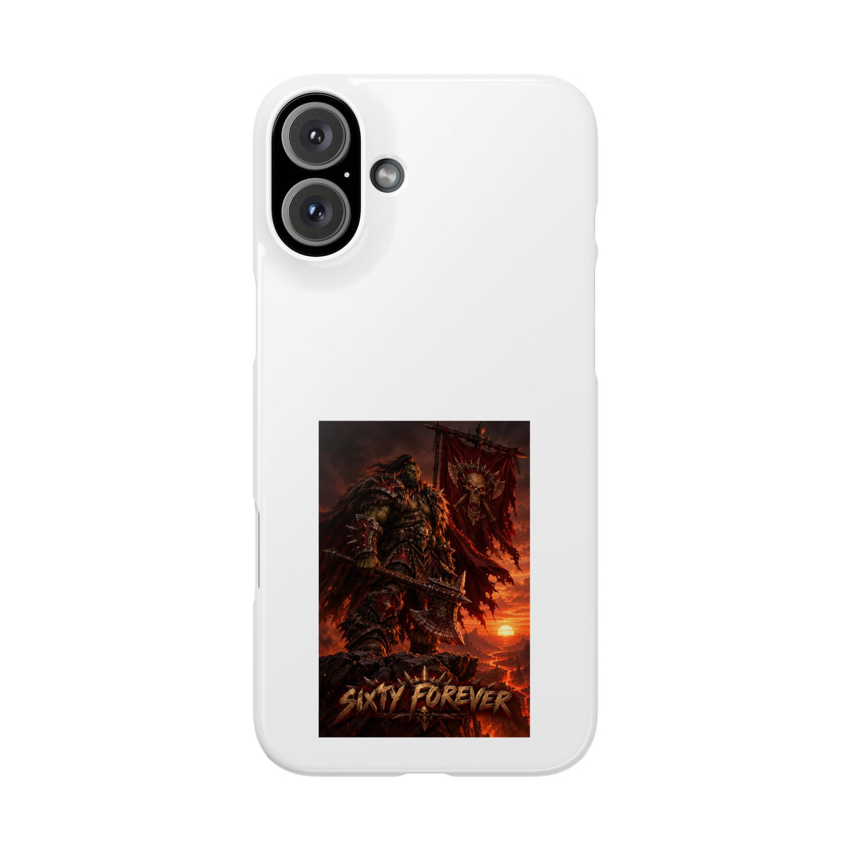 Slim Phone Case — Dark Viking Warrior 'Sixty Forever' Graphic