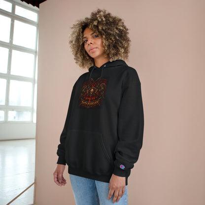 Champion Hoodie — Gothic Floral Skull Graphic Pullover
