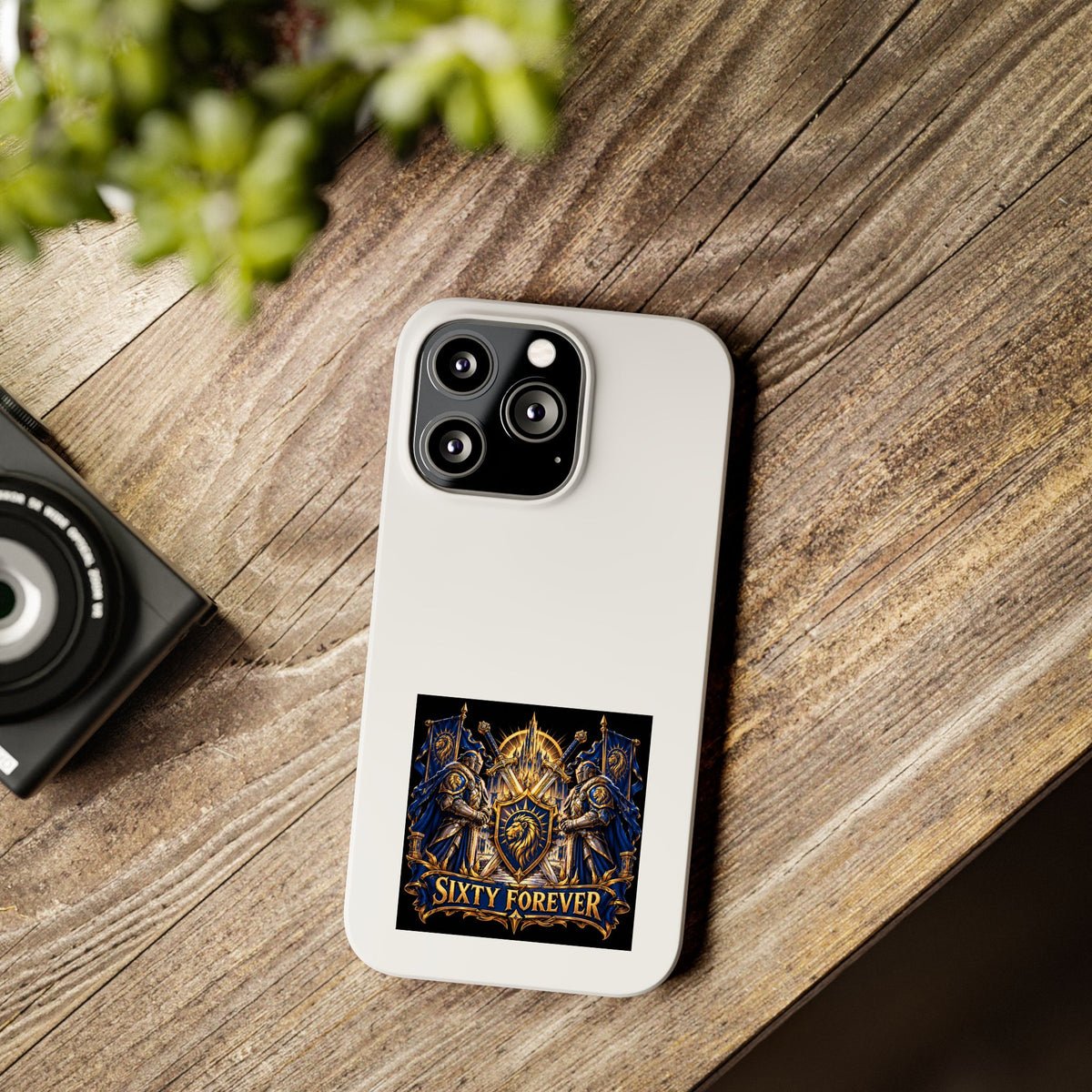 Slim Phone Case — "Sixty Forever" Shield Knight Graphic