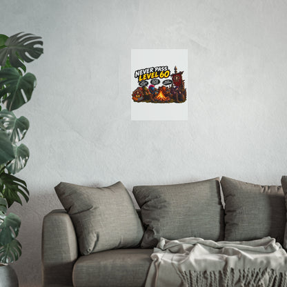 Never Pass Level 60 Fine Art Poster – Funny Gamer 60th Birthday Wall Art