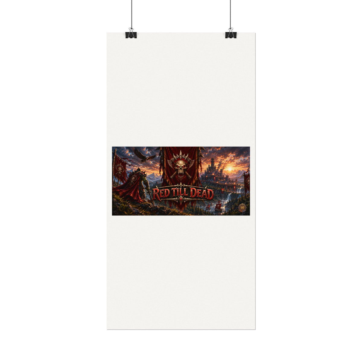 Red Till Dead Gothic Skull Poster — Textured Watercolor Matte Print