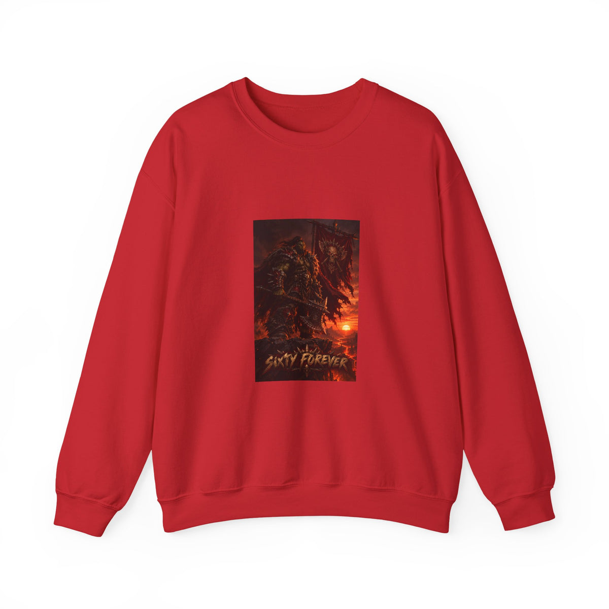 Crewneck Sweatshirt — Dark Fantasy Inferno Graphic with “Stay Forever” Text