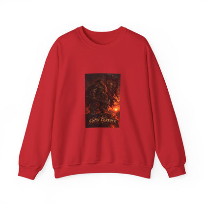 Crewneck Sweatshirt — Dark Fantasy Inferno Graphic with “Stay Forever” Text
